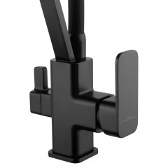 Смеситель для кухни с гибким изливом и подключением фильтра WONZON & WOGHAND, Черный матовый (WW-88458013-MB)